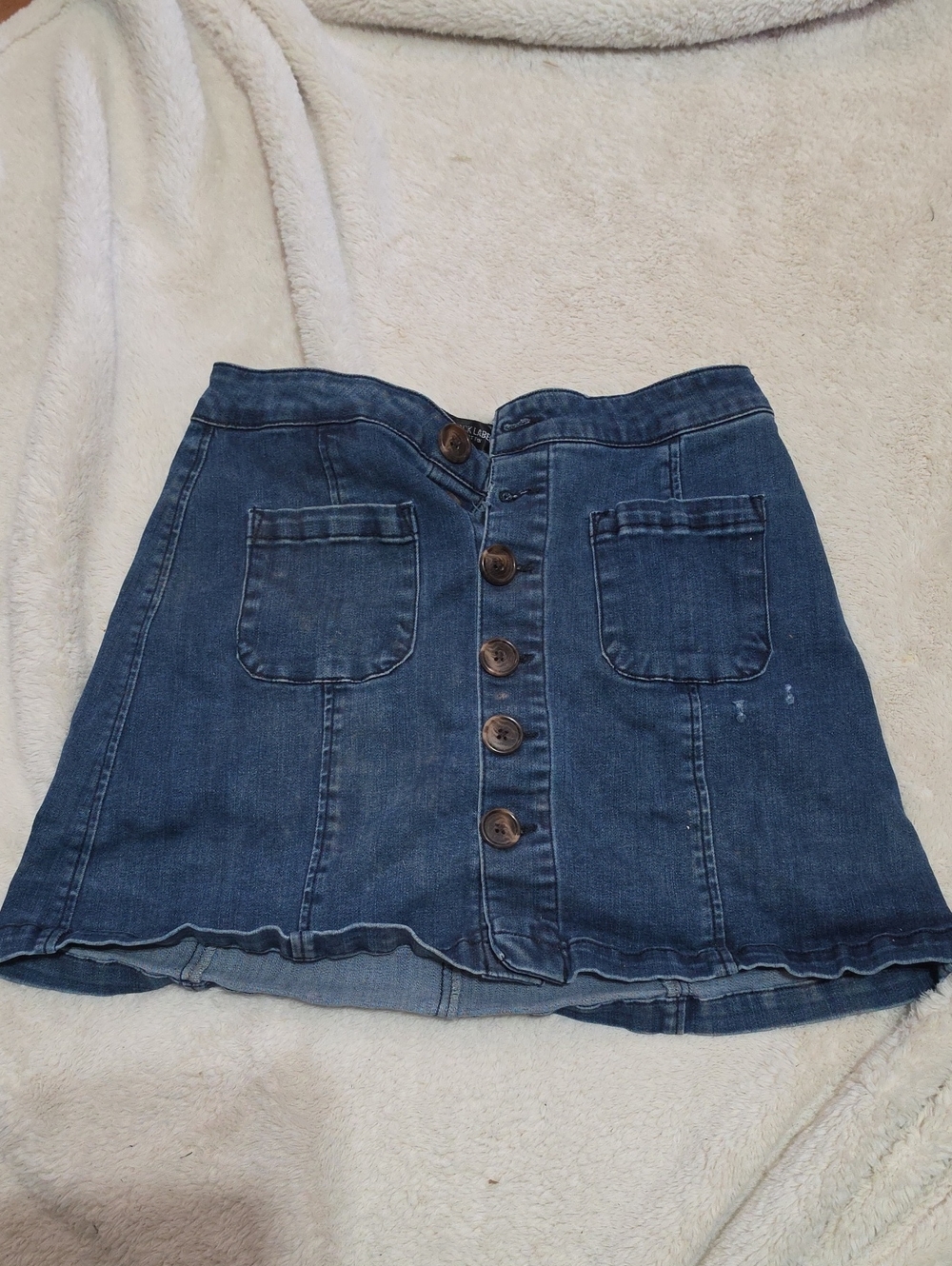 Black Label Dark Blue Denim Mini Skirt with Front Buttons